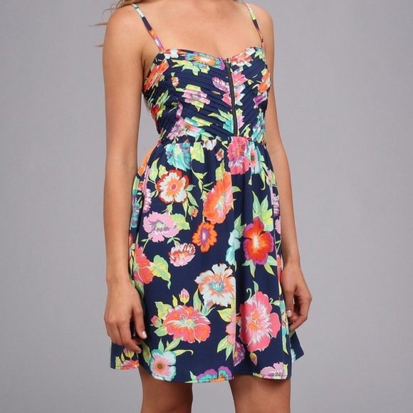 Roxy Dresses & Skirts - Roxy tropical floral zip front dress thin strap